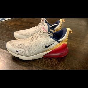 Nike AirMax 270 white, raspberry, orange sneaker. Size 8.5 women’s.